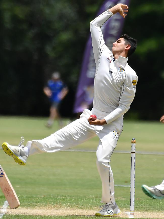 Valley bowler Zanden Jeh Premier grade cricket between Valley and Souths Saturday January 21, 2023. Picture, John Gass