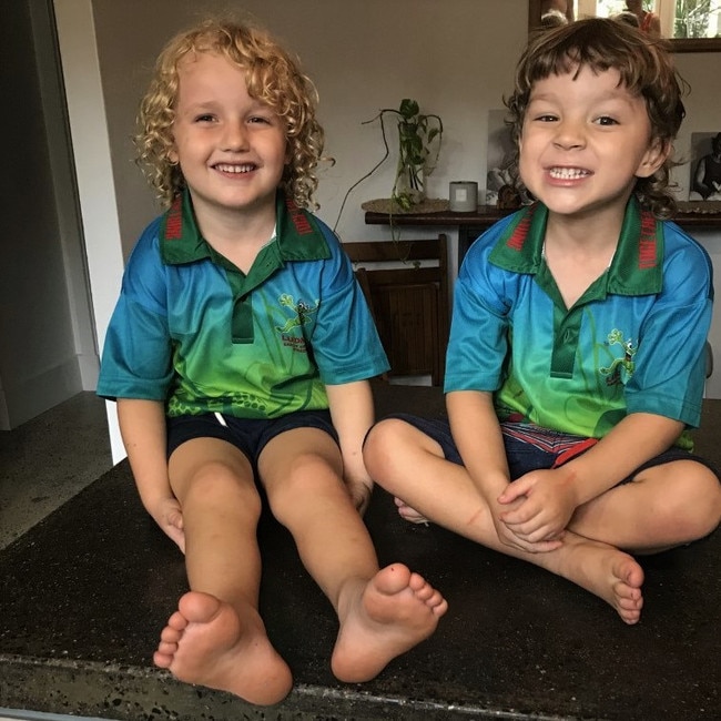 Murphy Twelftree and Murphy Hendry on their first day at Ludmilla Preschool