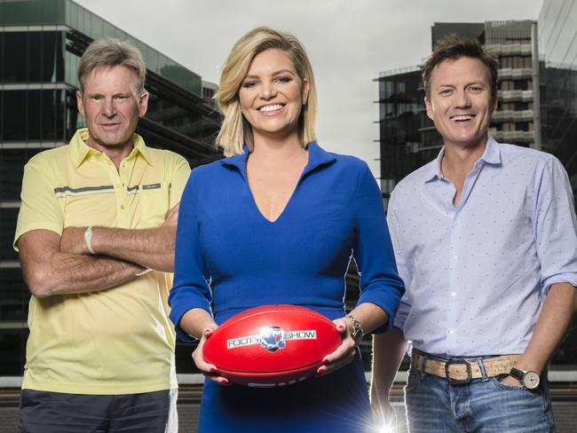 Sam Newman, Rebecca Maddern and James Brayshaw.