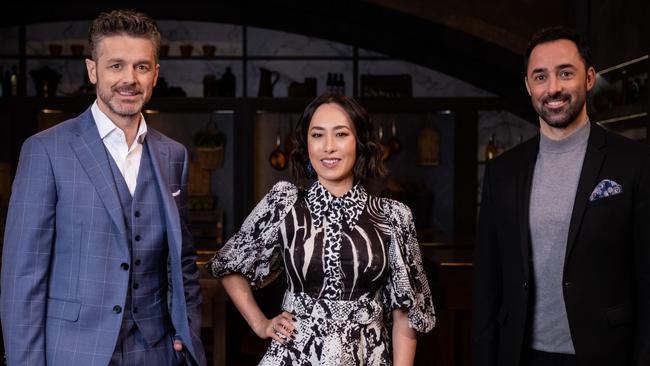 Celebrity MasterChef Australia judges Jock Zonfrillo, Melissa Leong and Andy Allen. Picture: Network 10