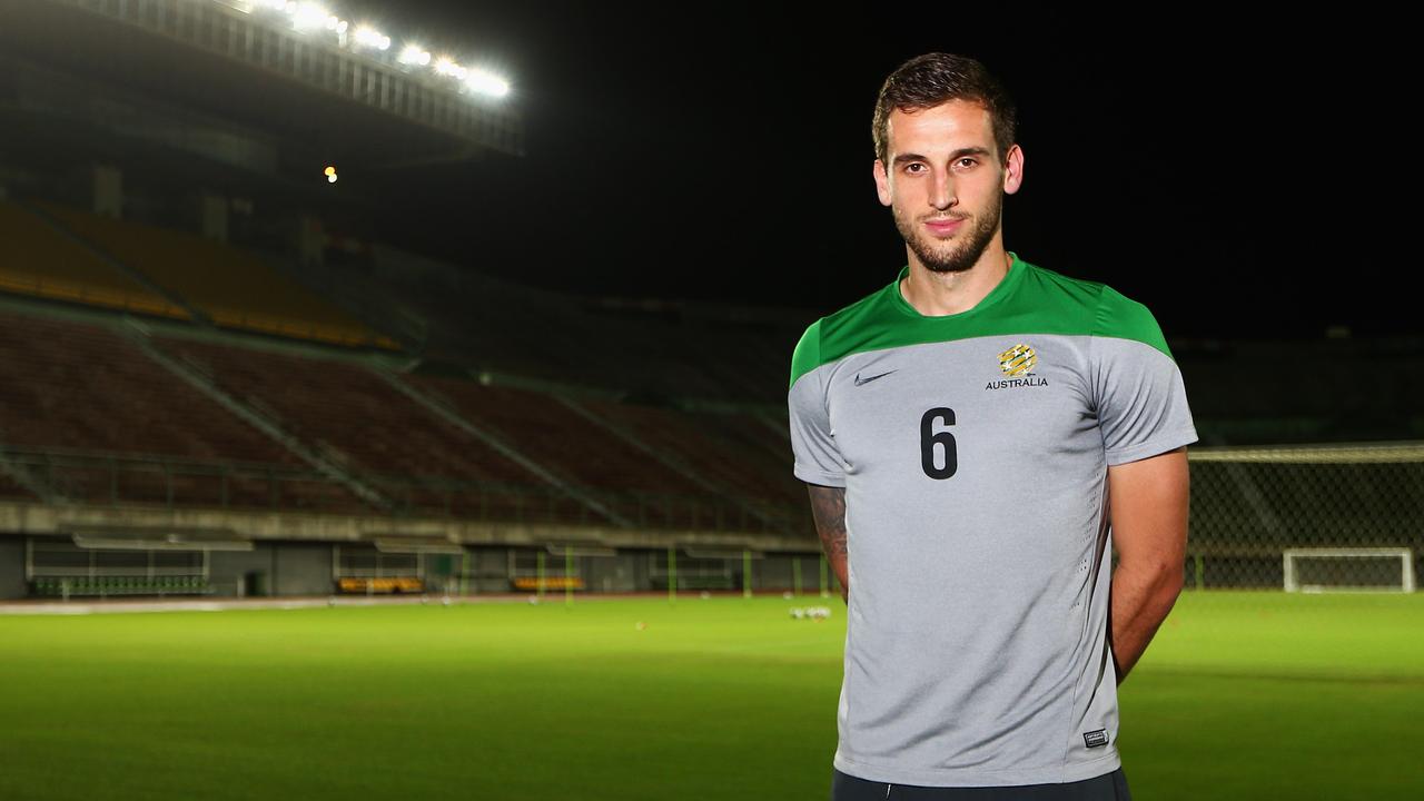 SALVADOR, BRAZIL - JUNE 05: Matthew Spiranovic of the Socceroos poses ahead of an Australian Socceroos training session at Pituacu Stadium on June 5, 2014 in Salvador, Brazil. Australia are playing Croatia in an international friendly match on June 6th. (Photo by Cameron Spencer/Getty Images)