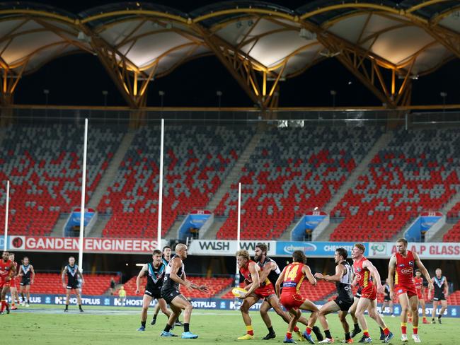 GOLD COAST, AUSTRALIA - MARCH 21: General view during the round 1 AFL match between the Gold Coast Suns and the Port Adelaide Power at Metricon Stadium on March 21, 2020 in Gold Coast, Australia. (Photo by Chris Hyde/Getty Images)