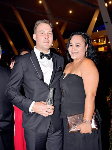 Jesse Wright, and Macca Houkamau at the 2017 Qantas Darwin Turf Club Gala Ball at SkyCity Casino. Picture: MICHAEL FRANCHI