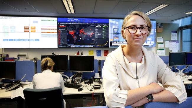 Deputy Chief Health Officer Dr Annaliese van Diemen in the coronavirus control room. Picture: David Caird