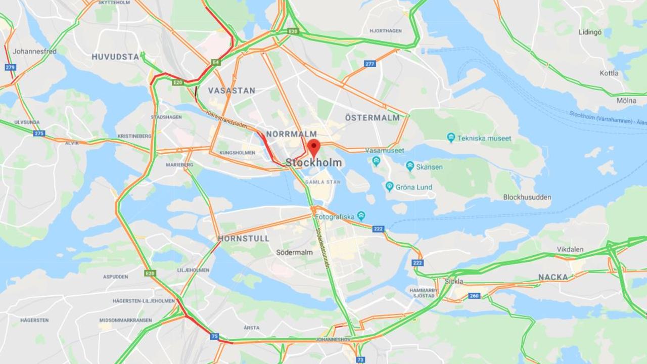 Traffic in Stockholm, which has a congestion charge, is notably less clogged. Picture: Google Maps