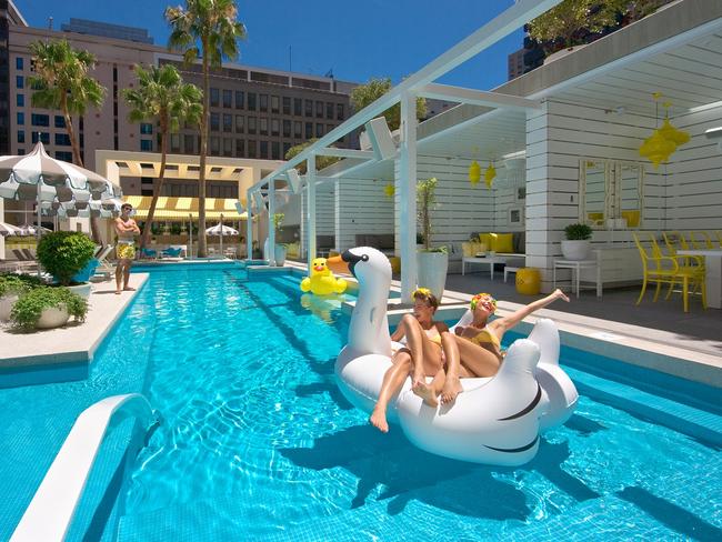 The Pool Club rooftop bar at The Ivy on George Street in the Sydney CBD.