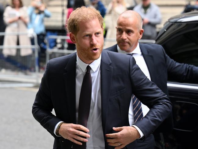 The Duke of Sussex arrives to give evidence at the Mirror Group phone hacking trial at the Rolls Building at High Court in London, England. Picture: WireImage