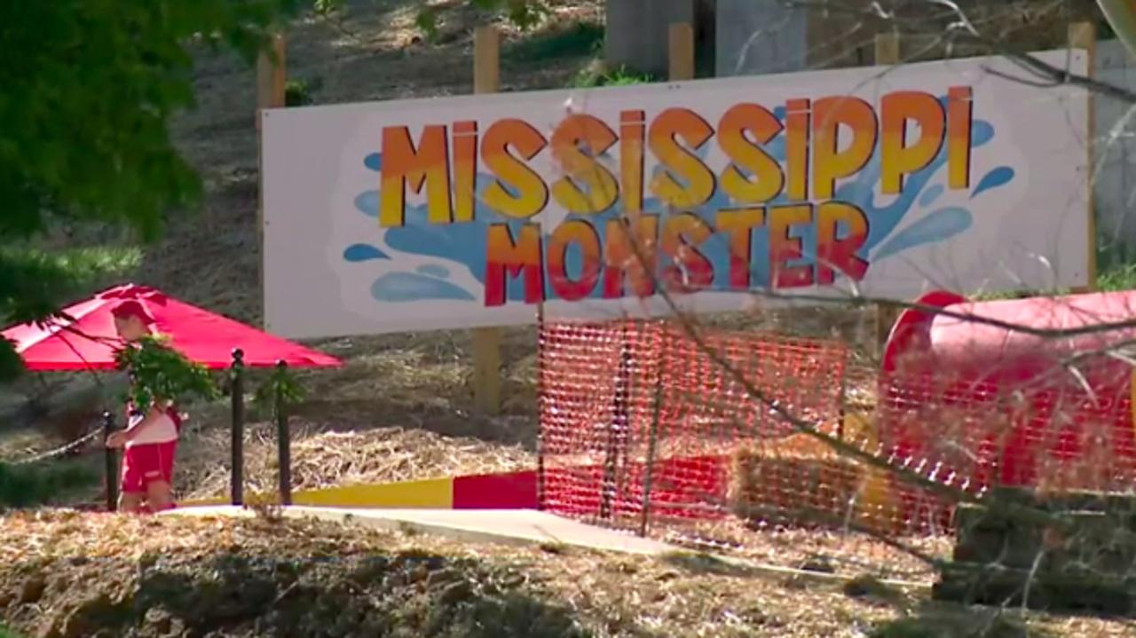 The teen was turned away from riding the park’s new Mississippi Monster water slide because she exceeded the weight limit. Picture: KMOV 4