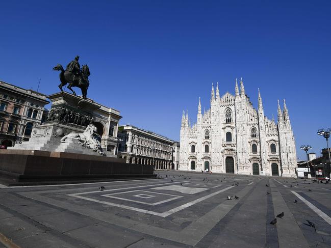 A deserted Piazza del Duomo in Milan. Picture: AFP