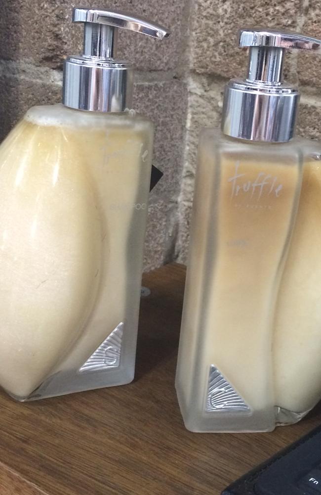 Ta-dash: the $300 shampoo &amp; conditioner complete with diamond dust, white truffle and meteorite dust Pic: Melissa Hoyer