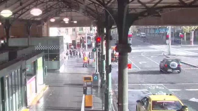 A car travels erratically through Melbourne on Grand Final Day.