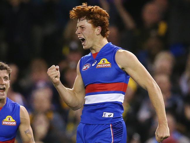 Flame-haired Ed Richards adds to the Bulldogs’ impressive ticker. Picture: Michael Klein