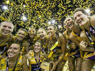 CHAMPIONS: Lightning players celebrate their first win in the inaugural Suncorp Super Netball Grand Final at the Brisbane Entertainment Centre in 2017. Picture: Contributed