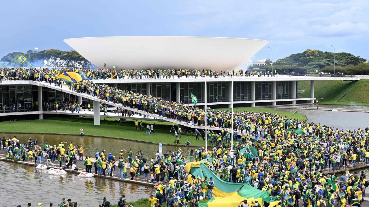 Brazilian police used tear gas to repel thousands of supporters of far-right ex-president Jair Bolsonaro. Picture: EVARISTO SA/AFP