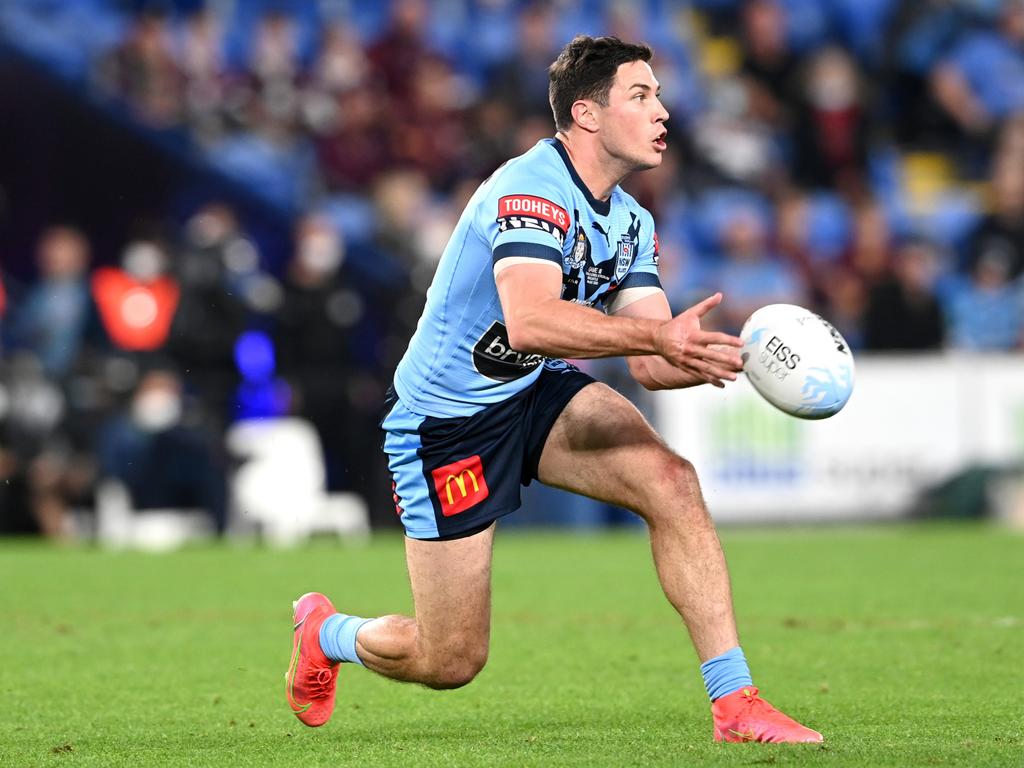 Mitchell Moses played with a broken back in his origin debut. Picture: Bradley Kanaris/Getty