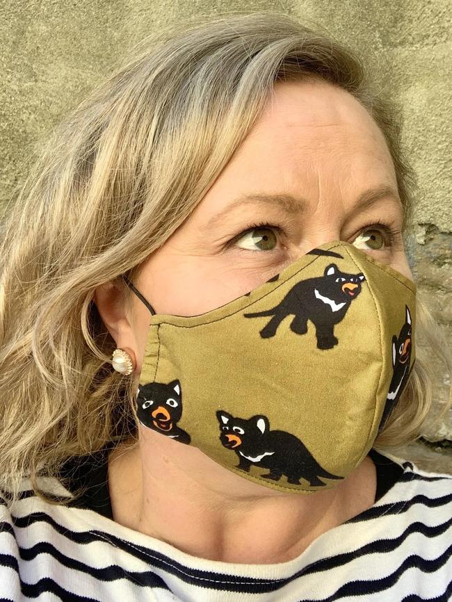 Tassie devil face masks made in Hobart.