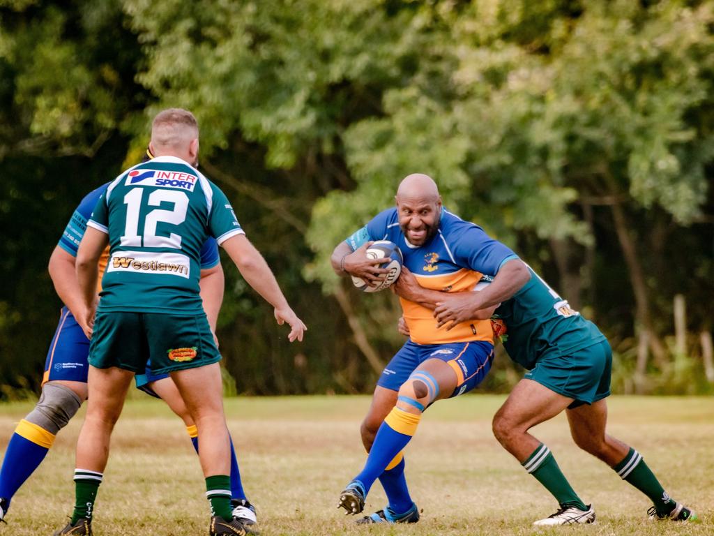 SCU centre Johnson Porykali takes the ball to the line against Lismore City in FNC rugby. Clubs could be back training by June 1. Photo Ursula Bentley@CapturedAus