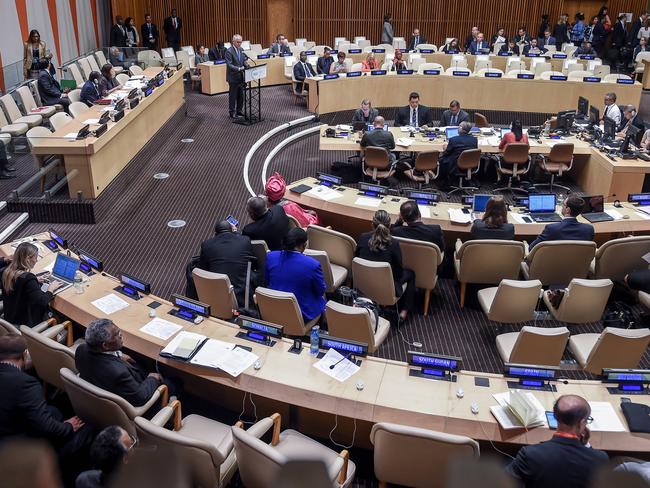 While Mr Turnbull’s speech will be seen as hard-line by refugee advocates in Australia it was mild stuff compared to the speech to this summit delivered by the Hungarian foreign minister Peter Szijjarto Picture: Jake Nowakowski