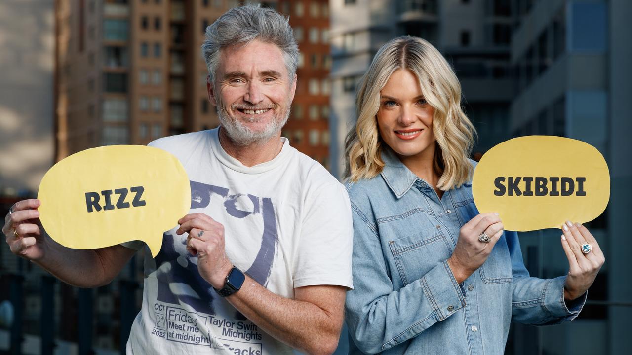 Do you know the origin of these Gen Alpha slang terms? Like many Gen X and Y parents, 2DayFM’s Hughesy and Erin Molan weren’t sure. Picture: Max Mason-Hubers