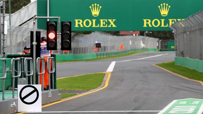 The deserted circuit at Albert Park this morning. Picture: Robert Cianflone/Getty Images