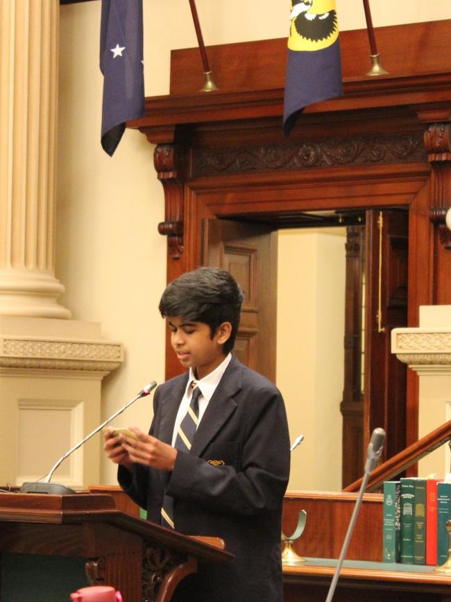 Glenunga International High School debater Tehan Perera. Picture: Supplied