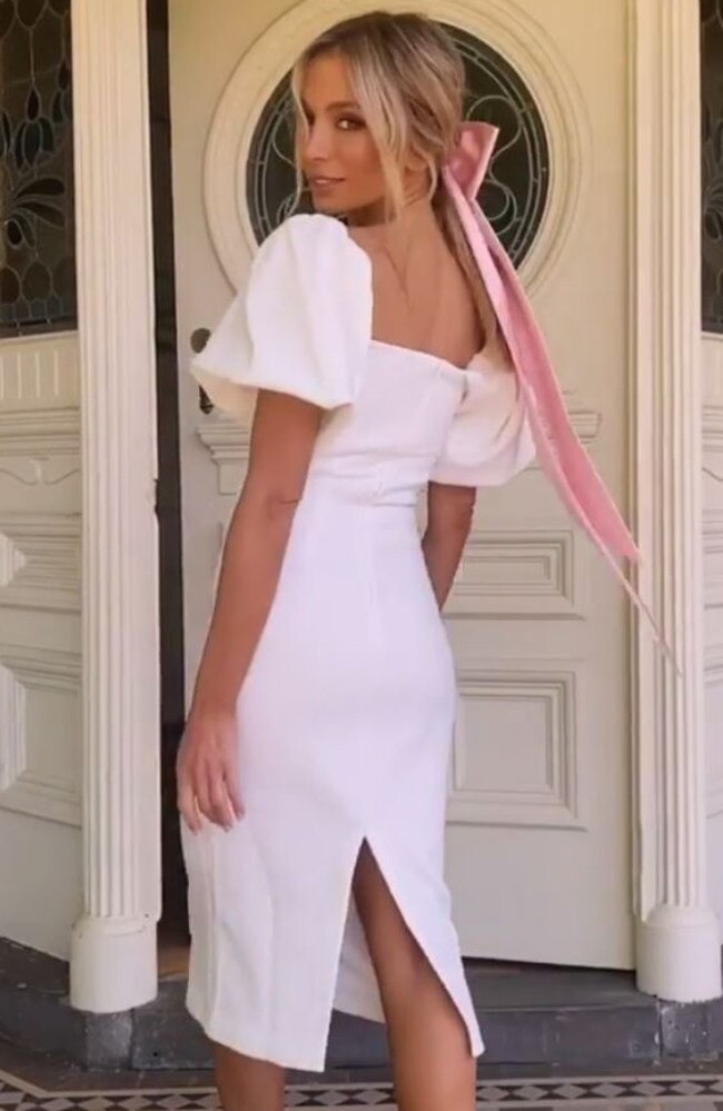 She completed the look with an oversized, soft pink bow that left fans in awe. Picture: Instagram