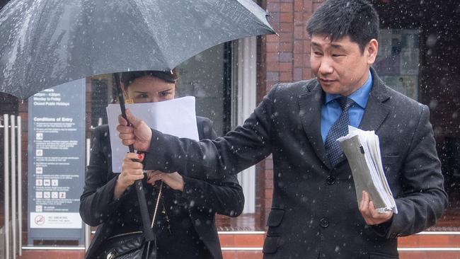 Aiping Xiao leaving Hornsby Court. Picture: James Gourley/The Daily Telegraph