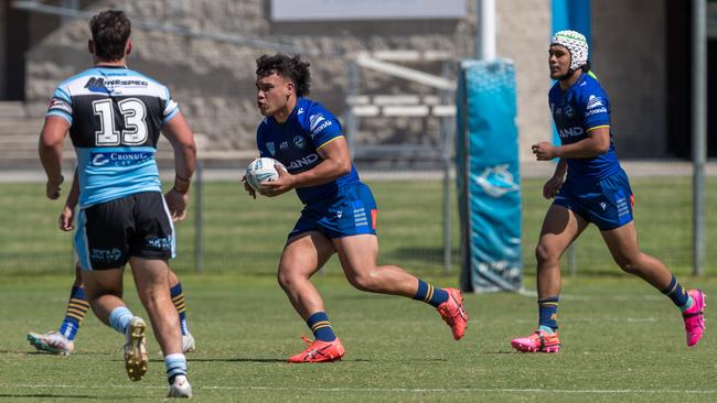 Izaiah Mafi playing halfback for the Parramatta. Picture: Adam Wrightson Photography.