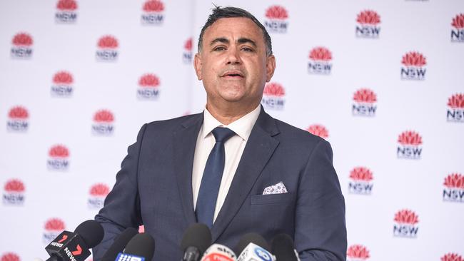 Deputy premier John Barilaro at Monday’s COVID briefing. Picture: NCA NewsWire/Flavio Brancaleone