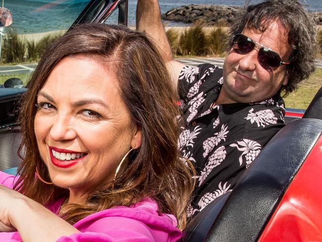 EMBARGOED FOR WEEKEND USE ONLY UNTIL EARLY FEB 2018 ** Weekend cover and inside pics of Jane Kennedy and Mick Molloy in a convertible Thunderbird ahead of their new drive-time radio show on Triple M. Picture: Tim Carrafa