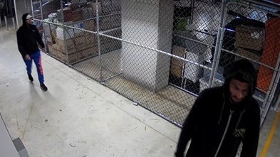 Police are seeking two men after a storage cage break-in at a Wolli Creek unit complex in September 2018. Picture: St George Police Area Command