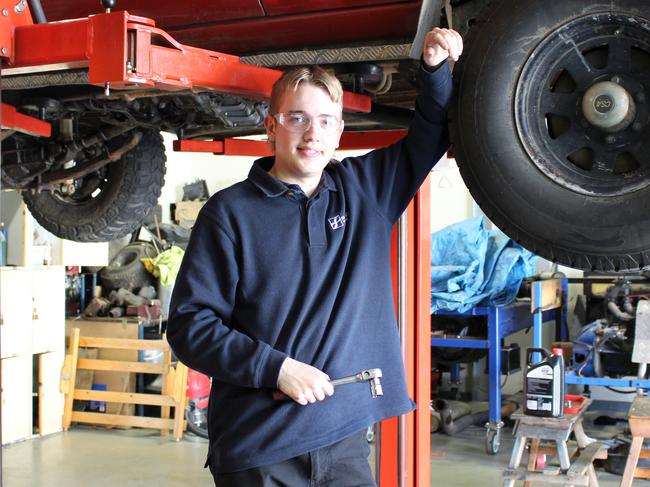 Nash Sanderson moved to a technical college after becoming disengaged at his previous school and now has his sights on becoming a diesel mechanic. Picture: Supplied