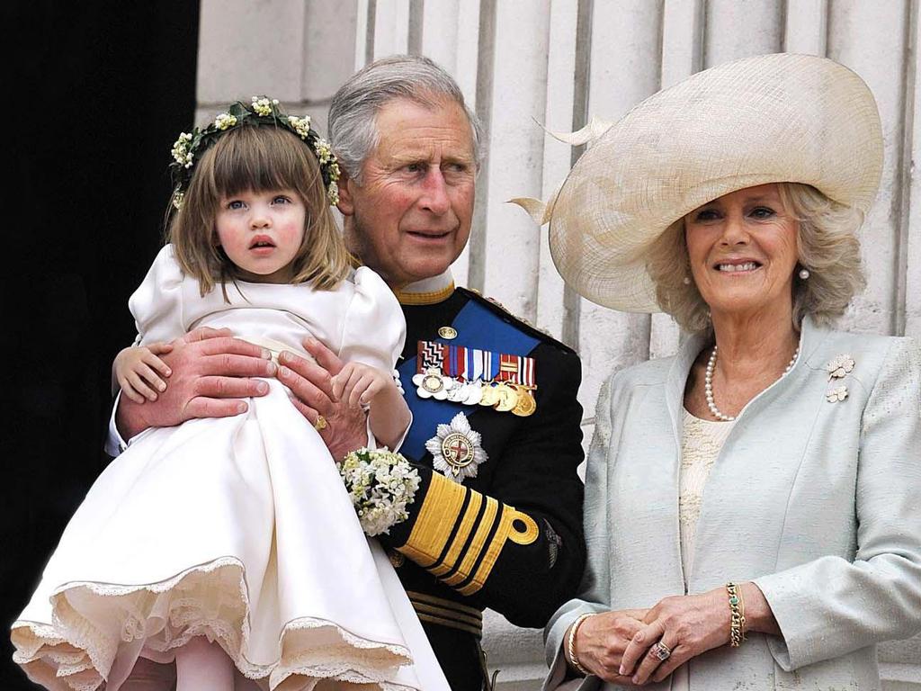 Prince of Wales and Duchess of Cornwall with Eliza Lopes following the wedding ceremony of the then Duke and Duchess of Cambridge in 2011.