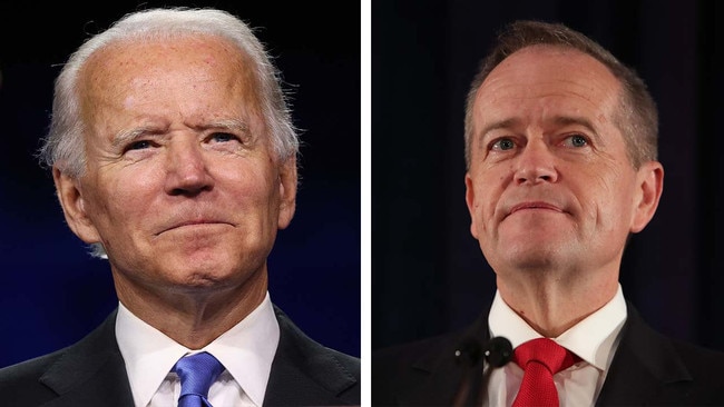 Democrat presidential candidate Joe Biden and former Labor leader Bill Shorten.