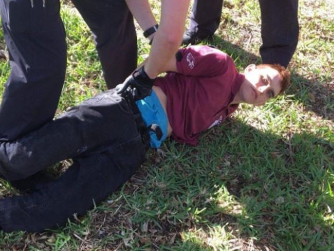 Nikolas Cruz is arrested after the shooting. Picture: Supplied