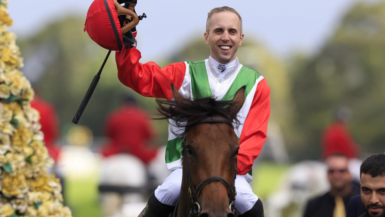 Brenton Avdulla on Fireburn returns to scale after winning the Golden Slipper