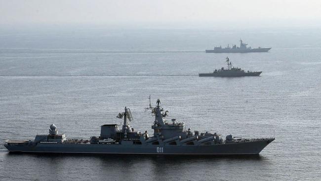 Vessels from Iran, Russia and China during military drills in 2021. Picture: Supplied.