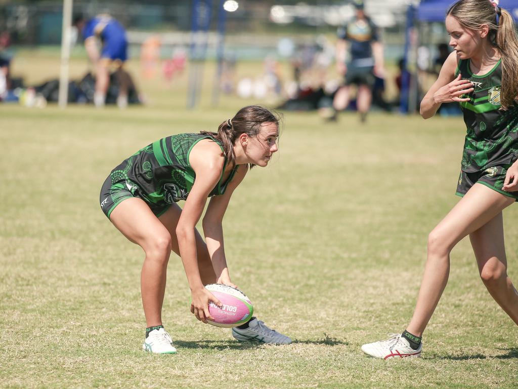 Cavendish Road State High V Innisfail State High at the 2024 Gold Coast Titans All Schools Touch Football Picture: Glenn Campbell