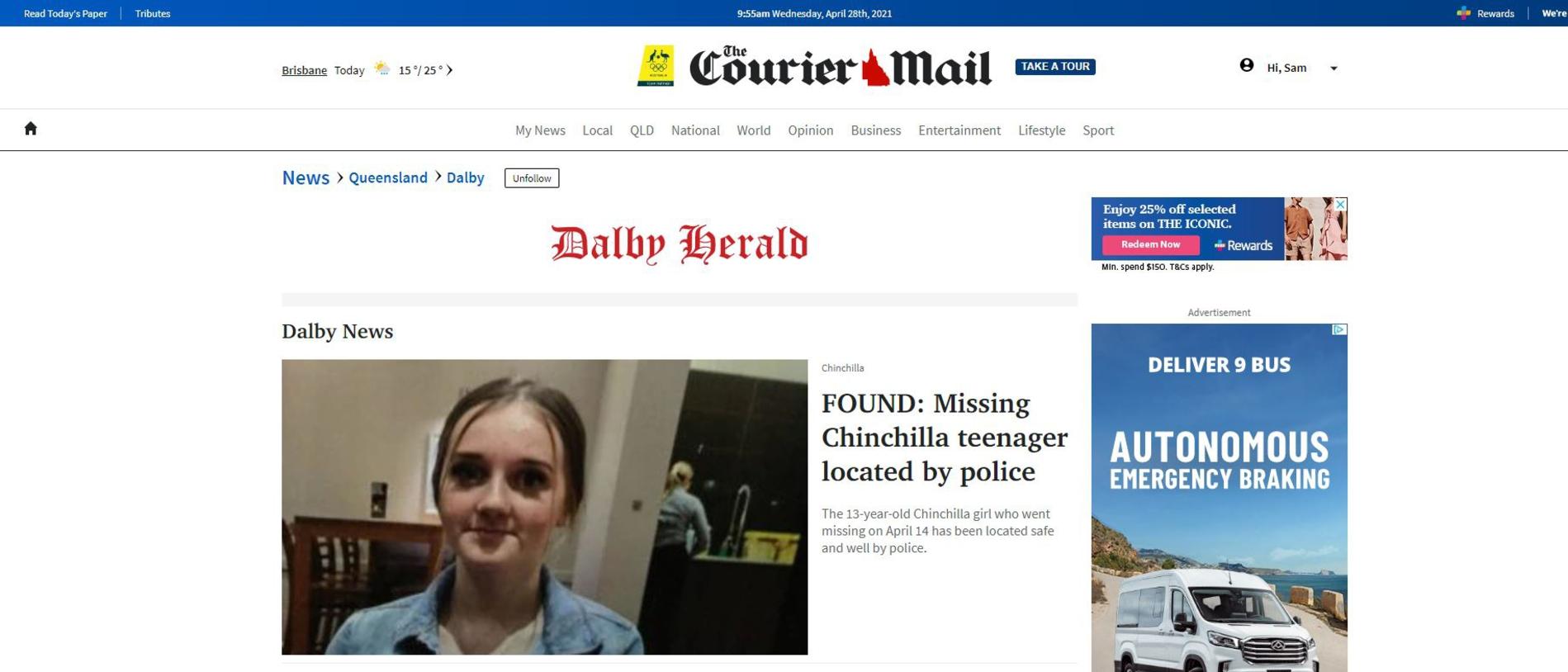 Dalby Herald landing page on The Courier Mail.