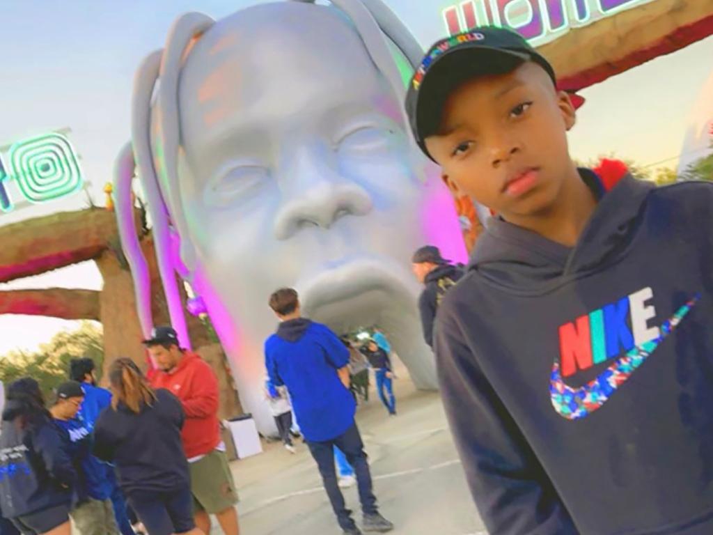 Ezra Blount, 9, posing outside the Astroworld music festival in Houston.