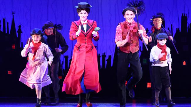 Stefanie Jones as Mary and Jack Chambers as Bert in the stage musical Mary Poppins. Picture: Steve Pohlner