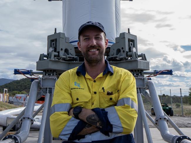 Gilmour Space Technologies engines and fluid systems lead technician Zaid Dillon is one space tradie who’s already on the tools and specialises in all the “flame stuff”.  Picture: Supplied