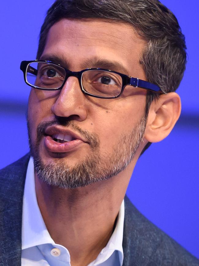 Alphabet CEO Sundar Pichai speaks during a session at the World Economic Forum (WEF) annual meeting in Davos.