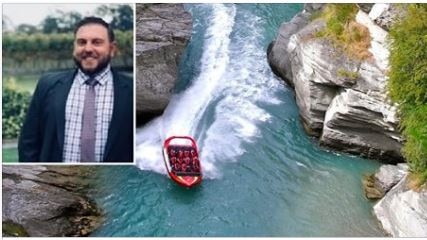 NSW policeman Joshua Paroci, inset, who was killed rafting near Queenstown, New Zealand.