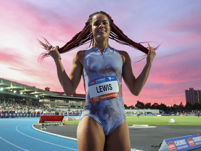 Torrie Lewis became Australia’s fastest ever woman in January when she ran 11.10 seconds in Canberra - but was 0.03 seconds off qualifyig for Paris. Picture: Getty Images