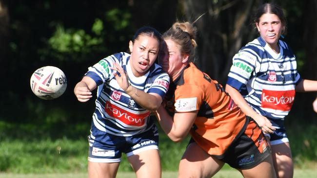 The Herbert River Crushers Women’s team drew 20-20 with Townsville Brothers in a hard-fought contest in Ingham on Saturday. Picture: Cameron Bates