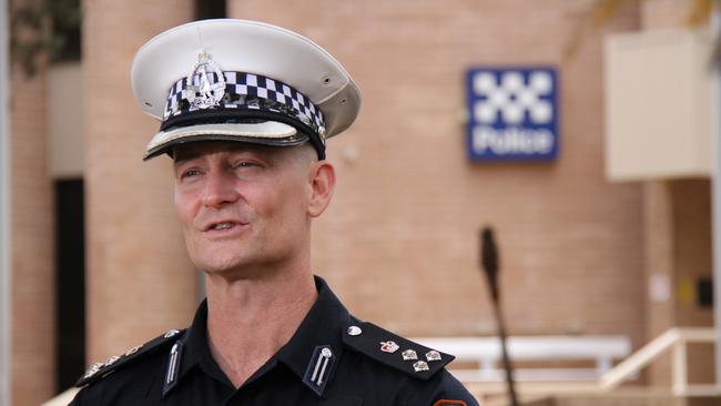 Northern Territory Police southern commander James Gray-Spence out the front of Alice Springs police station. Picture: Gera Kazakov