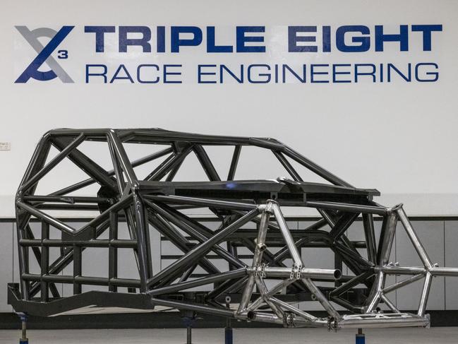 The Supercars Gen III chassis at the Triple Eight Race Engineering workshop. Supplied