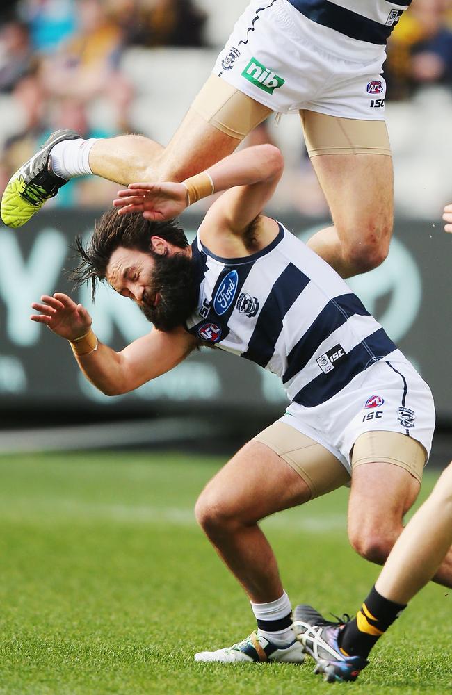 The beard copped some friendly fire on the weekend as Jimmy’s Cats pulled of a miraculous victory against Richmond. Picture: Getty Images