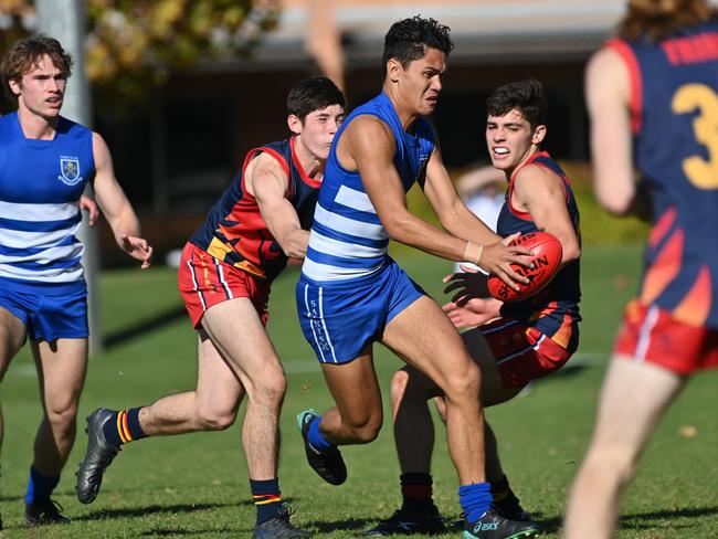 22/5/21. College footy round three: Trinity v St Peter's#4 SP - name not on team sheet!!Picture: Keryn Stevens